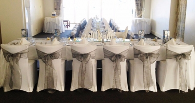 Silver organza sash