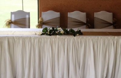 Gold organza sashes