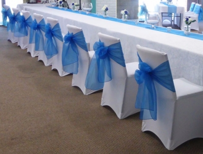 Ocean blue organza sash