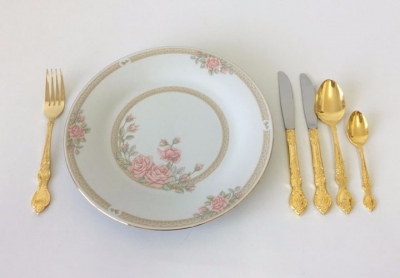 Gold cutlery for bridal table $POA