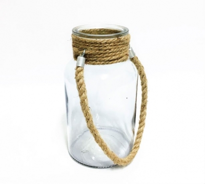 Glass vase/lantern with rope handle $9.90 each 