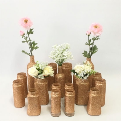 Assorted Rose Gold vases P.O.A.