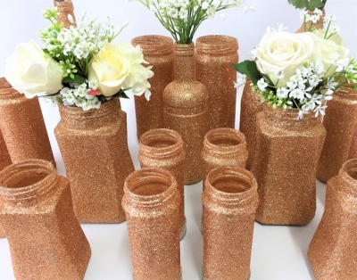 Assorted Rose Gold vases P.O.A.