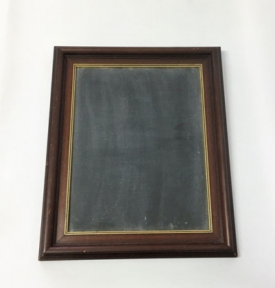 Vintage jarrah blackboard with gold trim 42cm x 37cm $16.50