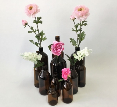 Assorted vintage glass bottle vases P.O.A.