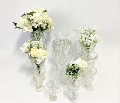 Assorted glass vases P.O.A.