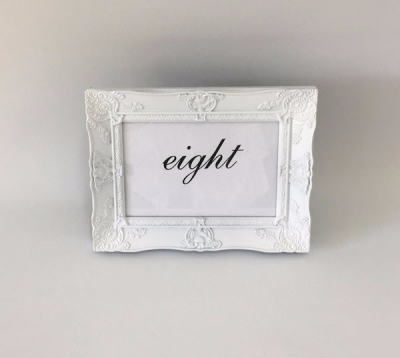 Table Number antique white frame 20cm x 14cm 1-9 $4.40 each