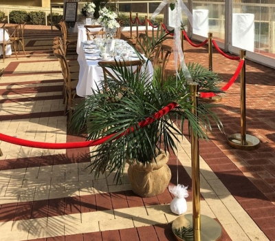 Crowd control bollards with red velvet rope $19.00 per set (1 bollard, 1 rope)