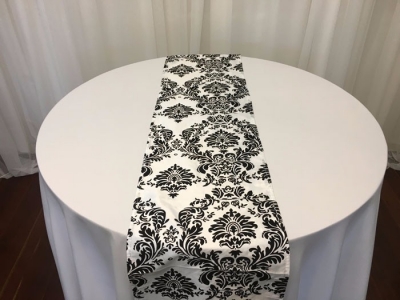 Black & white flocked damask (small pattern) table runner $7.70 each