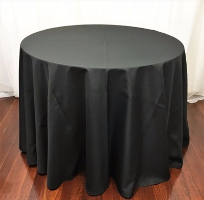 Standard 2.8m round black tablecloth $22.00 each 