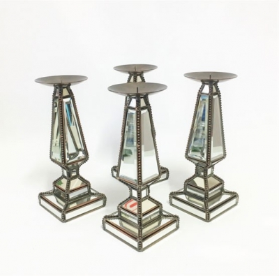 Brass & mirror pedestal candle or flower holder $16.50 each (candles not included)