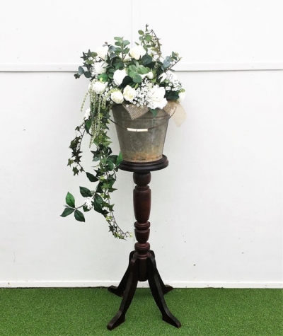 Vintage 3 leg pedestal only $25.00 (Flower bucket $55.00 each)