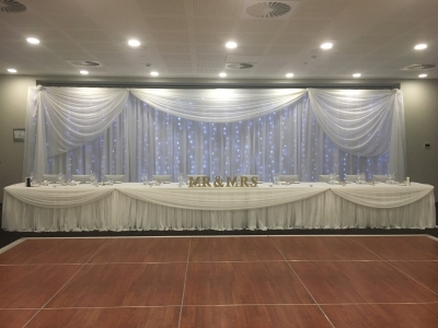 Backdrop with curtain lighting
